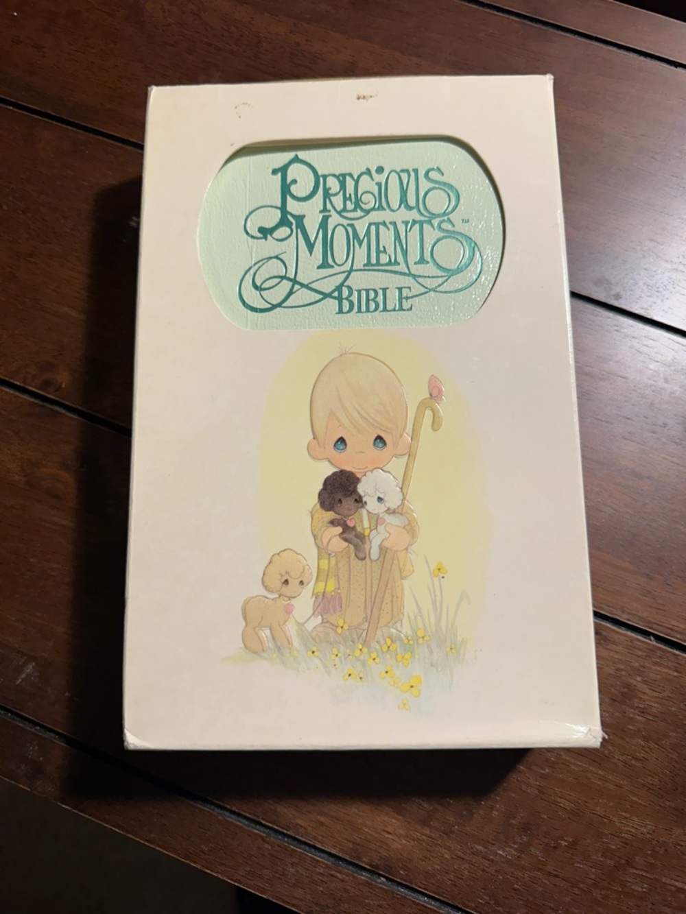 Precious Moments Mint Green and Cream Bible Box